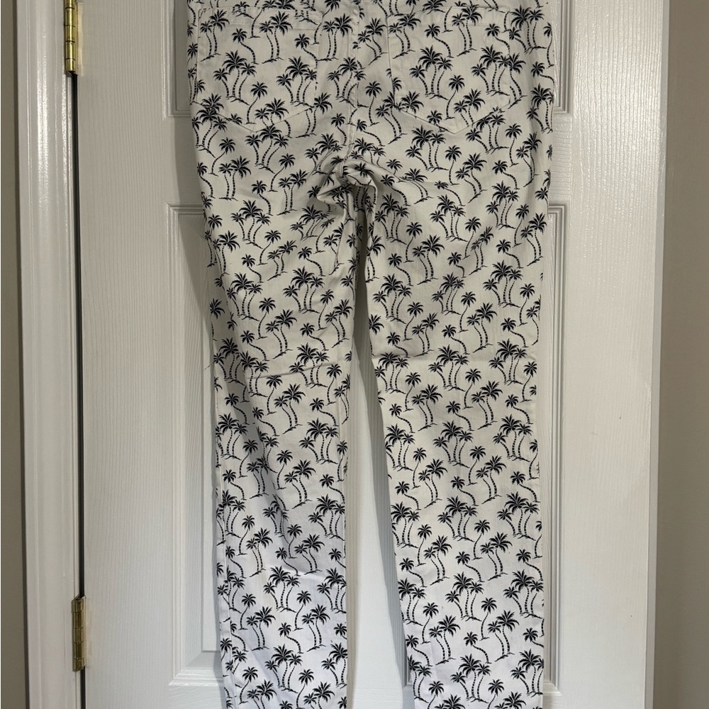 Vince Camuto Black and White Palm Print Straight Leg Pants - Picture 2 of 4